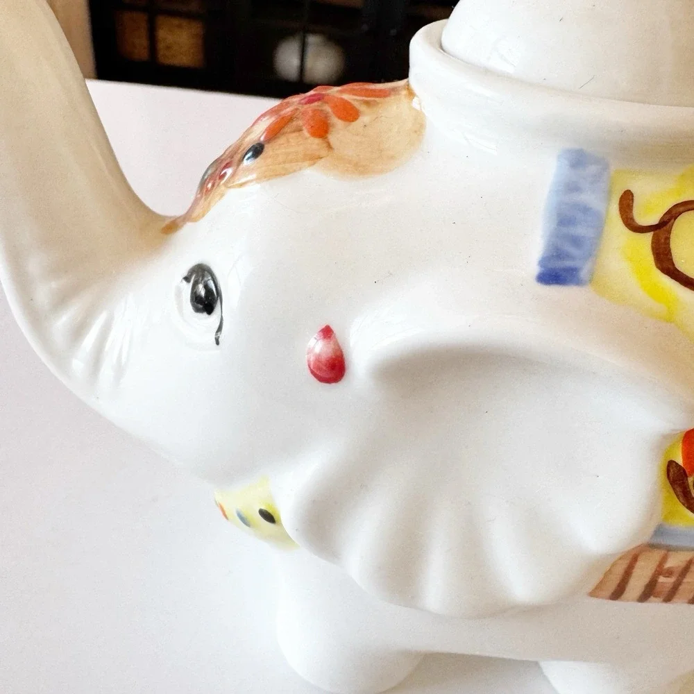 Nature's Home Colorful Elephant Ceramic Tea Pot Boho Circus Raj Bohemian Kitchen